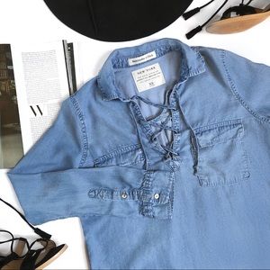 Abercrombie & Fitch Lace Up Denim Shirt